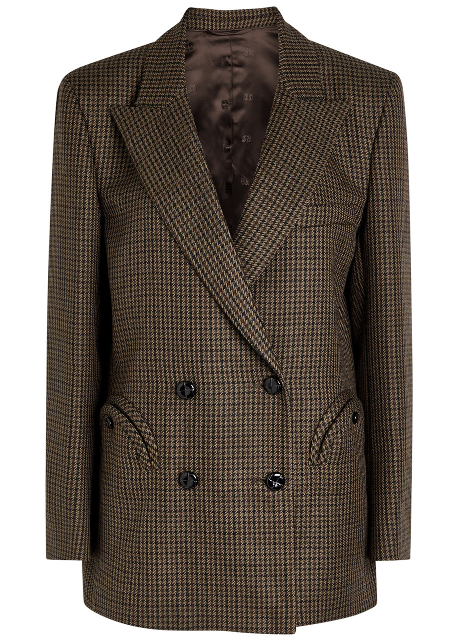 Blazé Milano Blaze Milano Everynight Houndstooth Wool Blazer In Brown