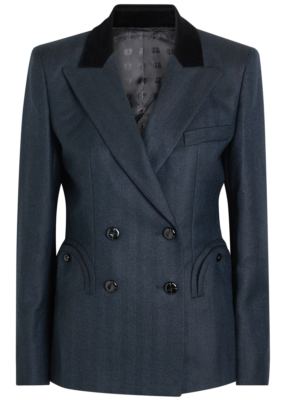 Blazé Milano Blaze Milano Charmer Herringbone Wool Blazer In Blue
