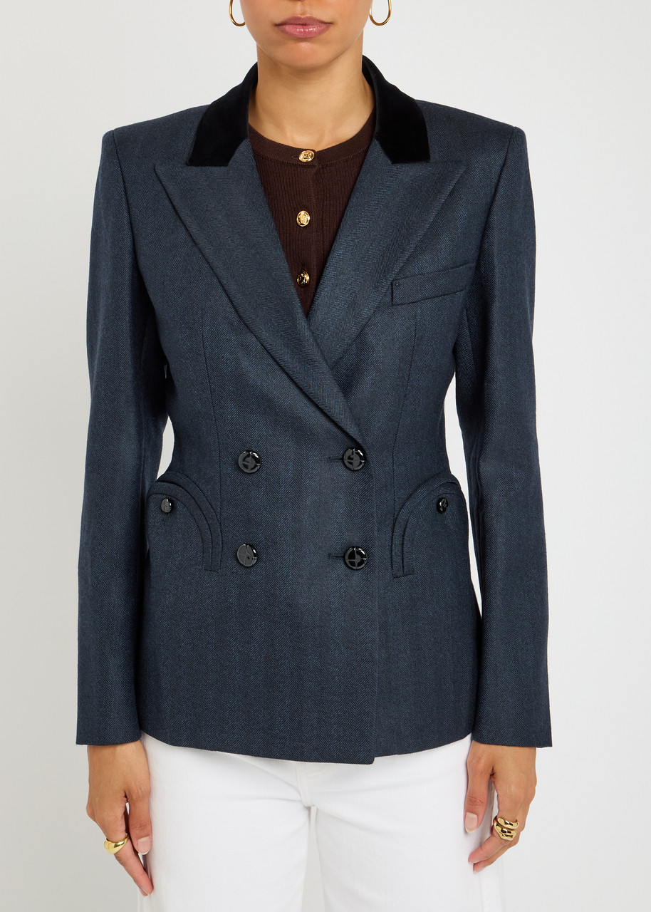 Blazé Milano Blaze Milano Charmer Herringbone Wool Blazer In Blue