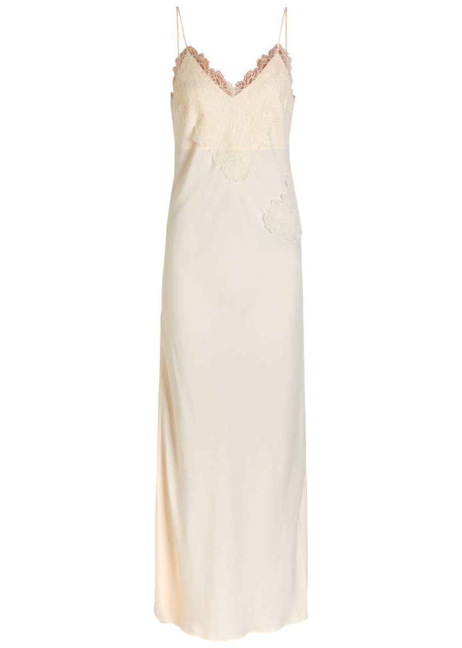 Rohe Lace-appliqud Satin Maxi Slip Dress - Cream - 40 (UK12 / M)