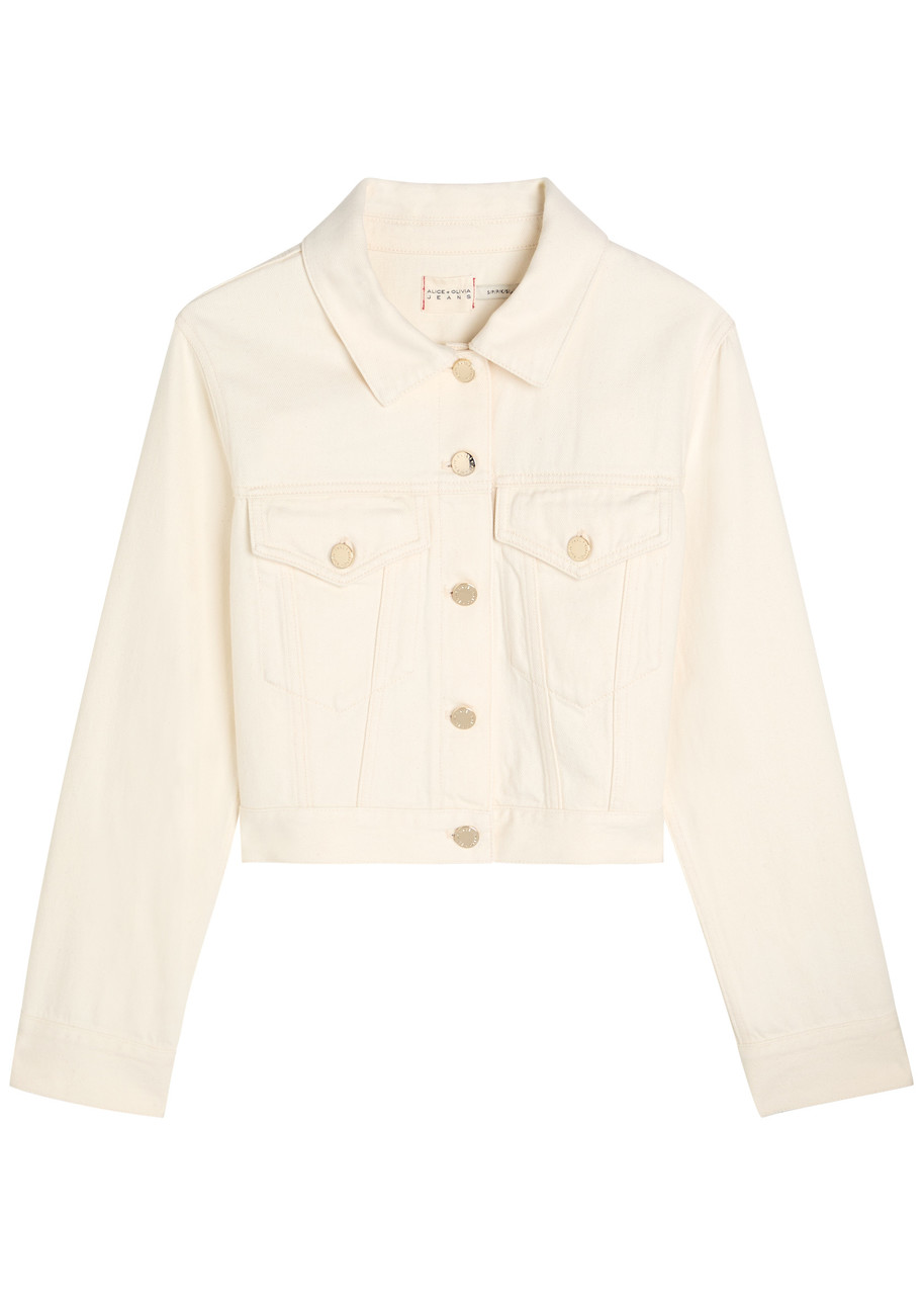 Alice And Olivia Chloe Cropped Jacket In Neutral