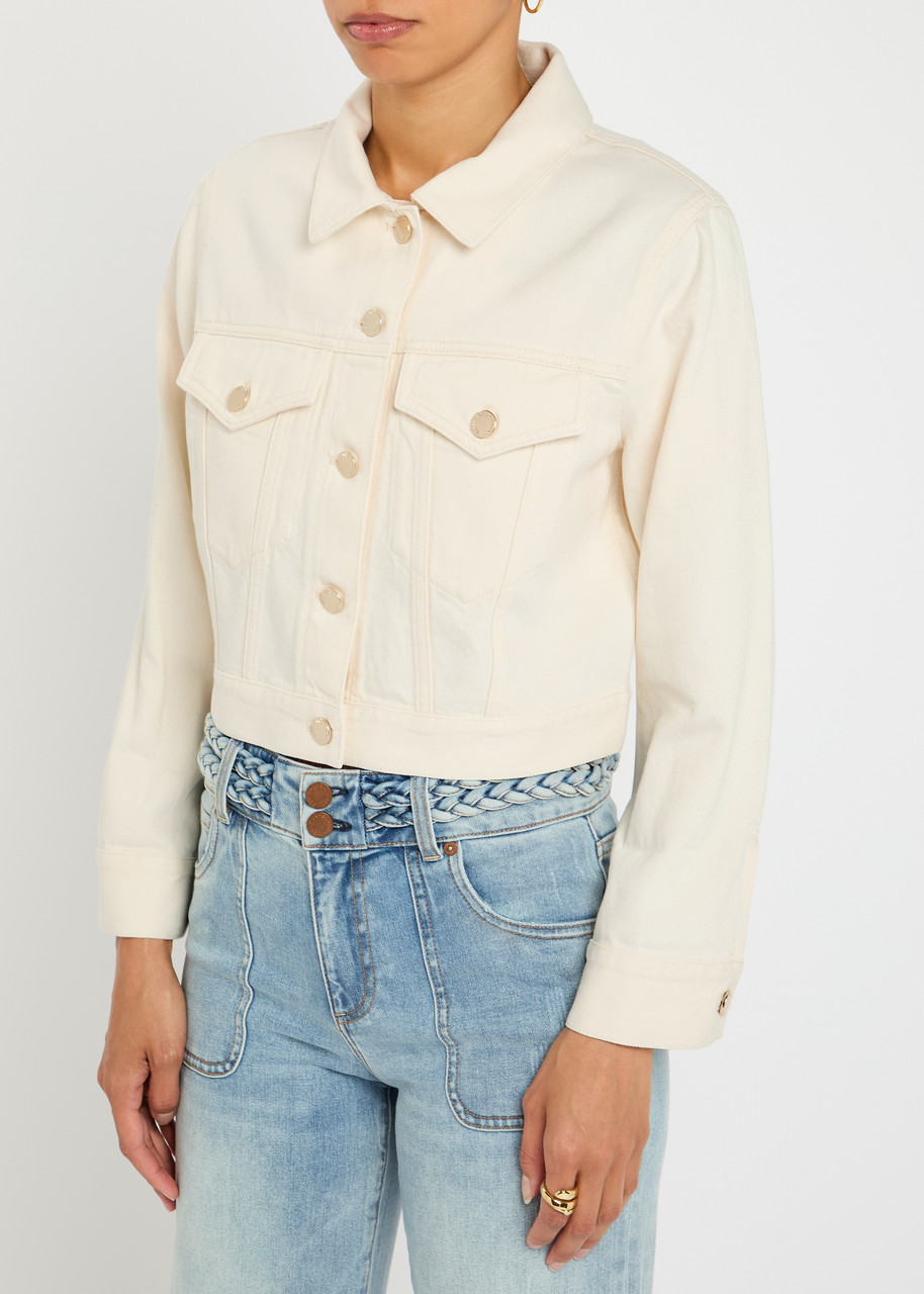 Alice And Olivia Chloe Cropped Jacket In Neutral