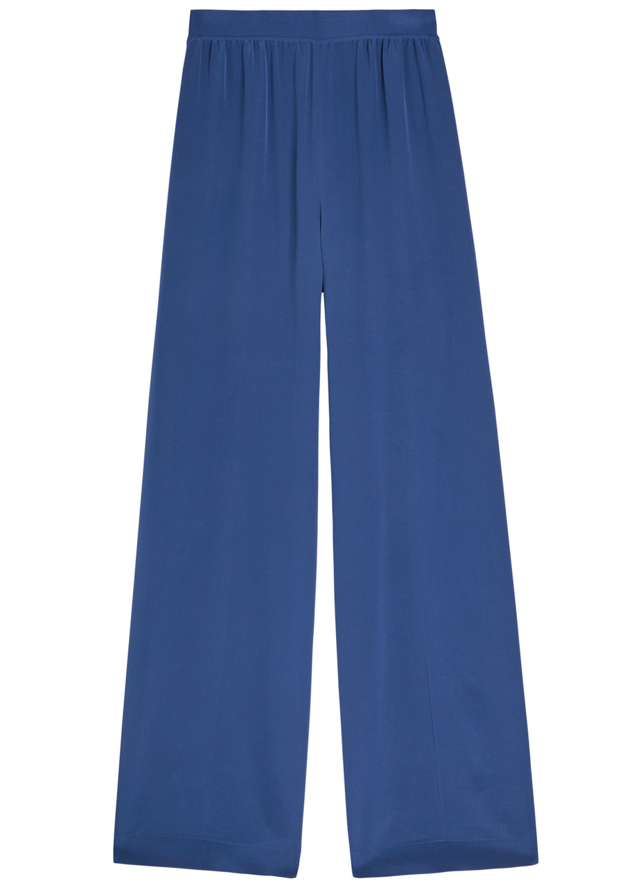Joseph Womens Cobalt Hulin Wide-leg Mid-rise Silk-crepe Trousers In Blue