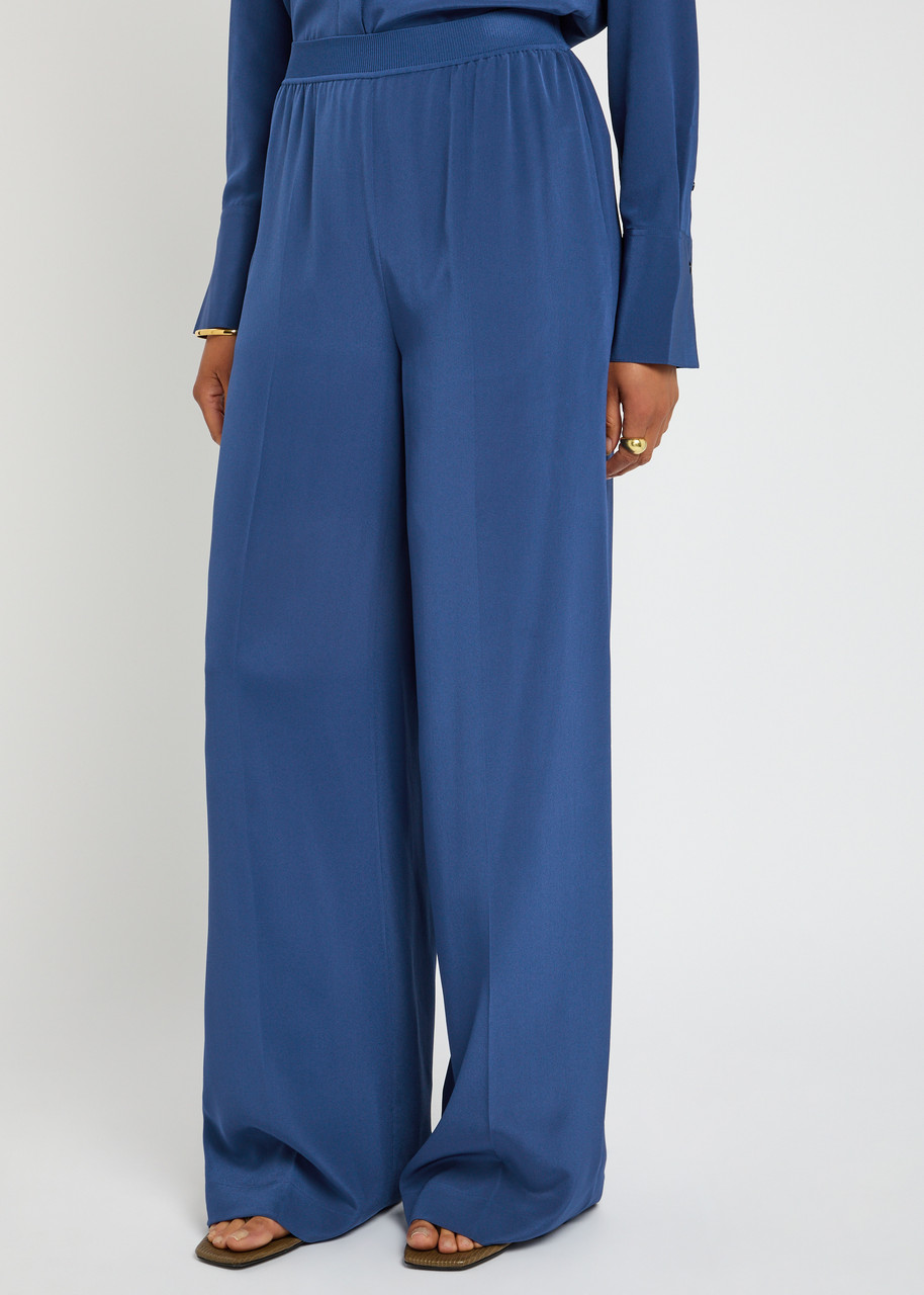 Joseph Womens Cobalt Hulin Wide-leg Mid-rise Silk-crepe Trousers In Blue