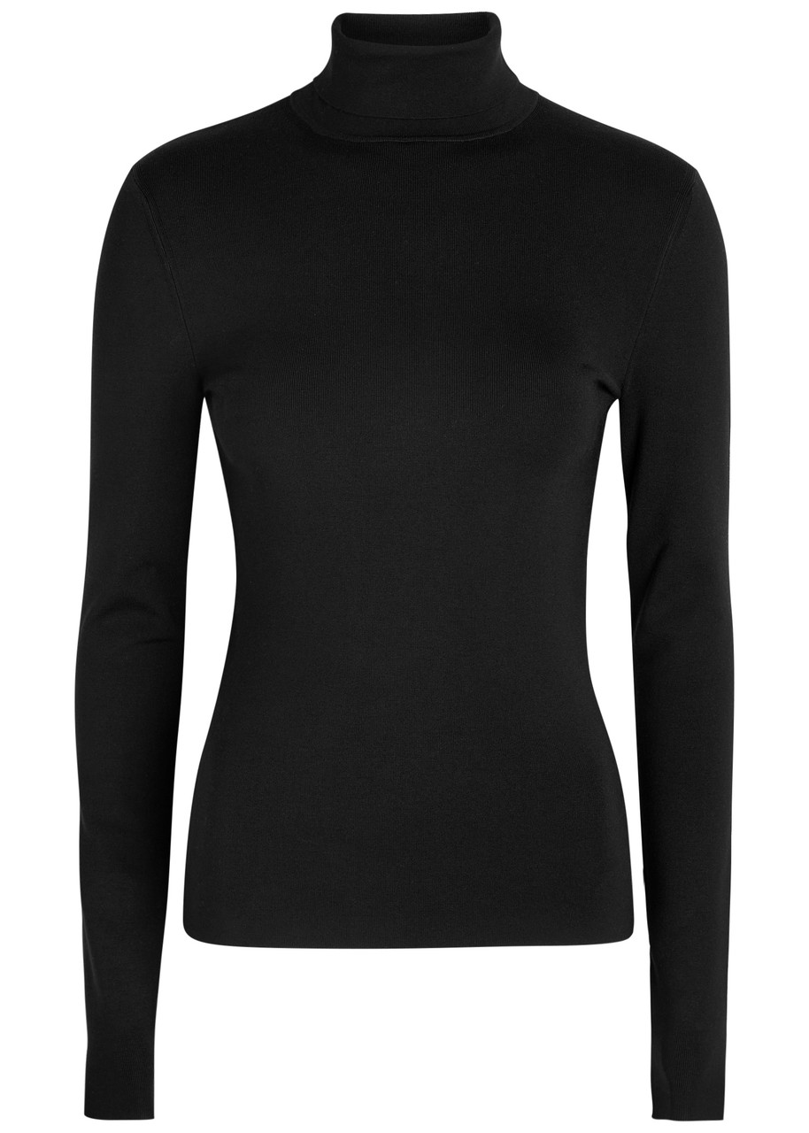 Joseph Ribbed Stretch-silk Knit Top In Black