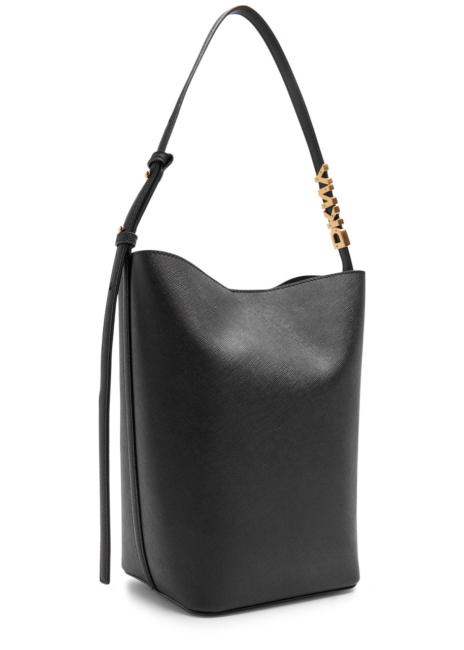 Dkny Avril Leather Bucket Bag In Black