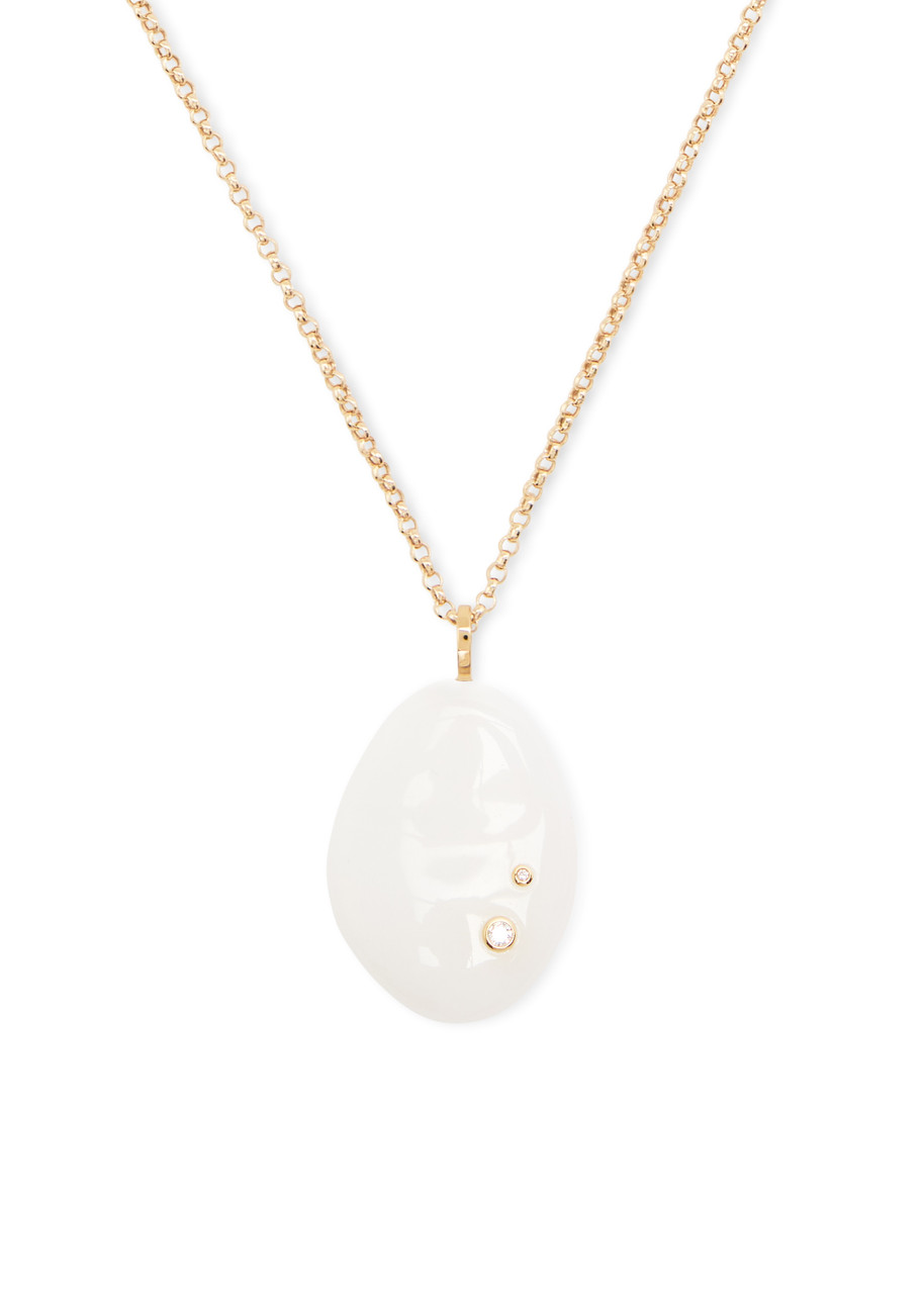 BY Pariah White Jasper Pendant 14kt Gold Necklace - One Size