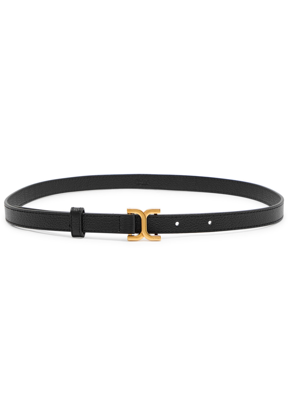 Chloé Chloe Marcie Grained-leather Belt In Black
