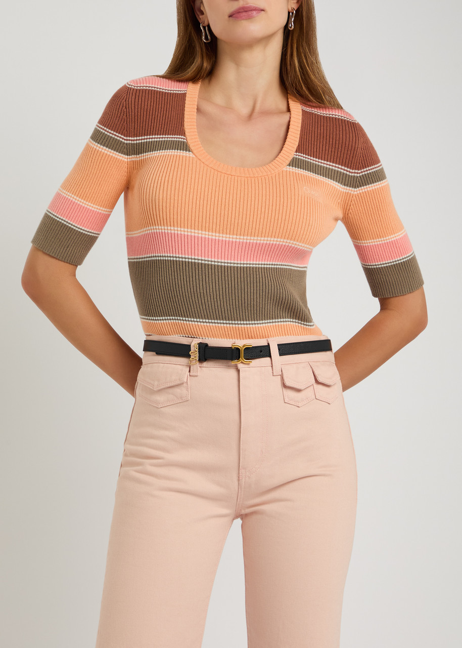Chloé Chloe Marcie Grained-leather Belt In Black
