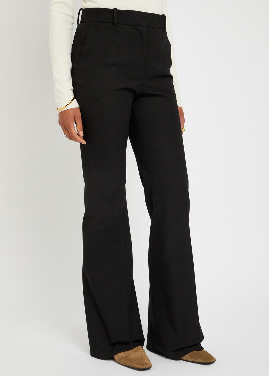Joseph Womens Black Tafira Mid-rise Slim-fit Stretch-cotton Trousers In Black