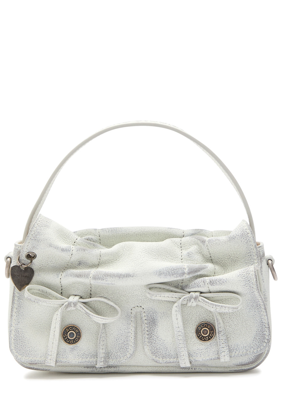 Acne Studios Multipocket Micro Vintage Grained-leather Top Handle Bag In White