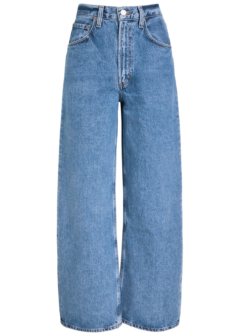 Agolde Low Curve Barrel-leg Jeans In Blue