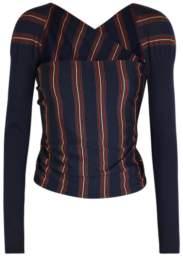 DRIES VAN NOTEN Tiba striped wool crop top | Harvey Nichols