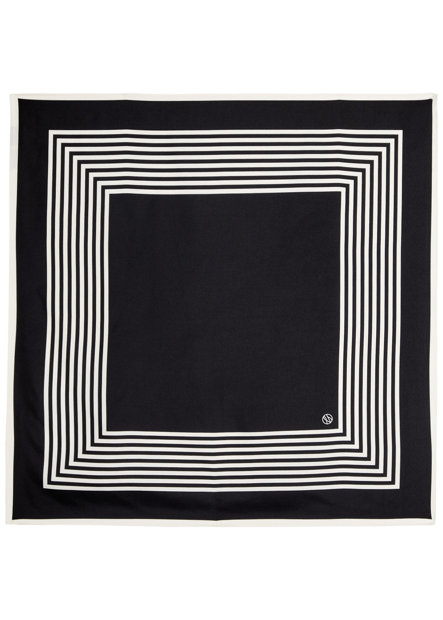 Le Scarf Striped-print Silk Scarf In Black