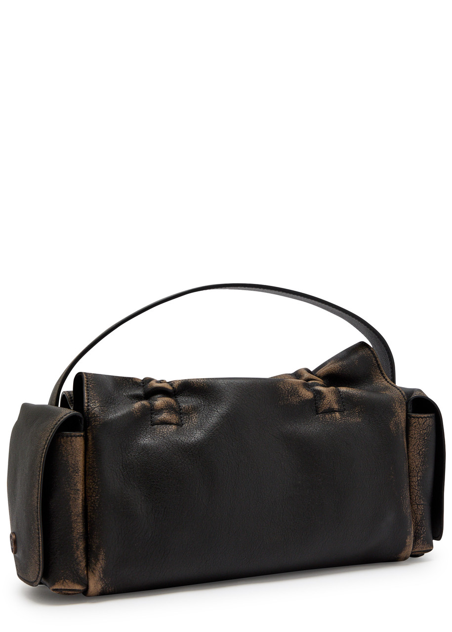 Acne Studios Mini Multipocket Faded Grained-leather Top Handle Bag In Brown