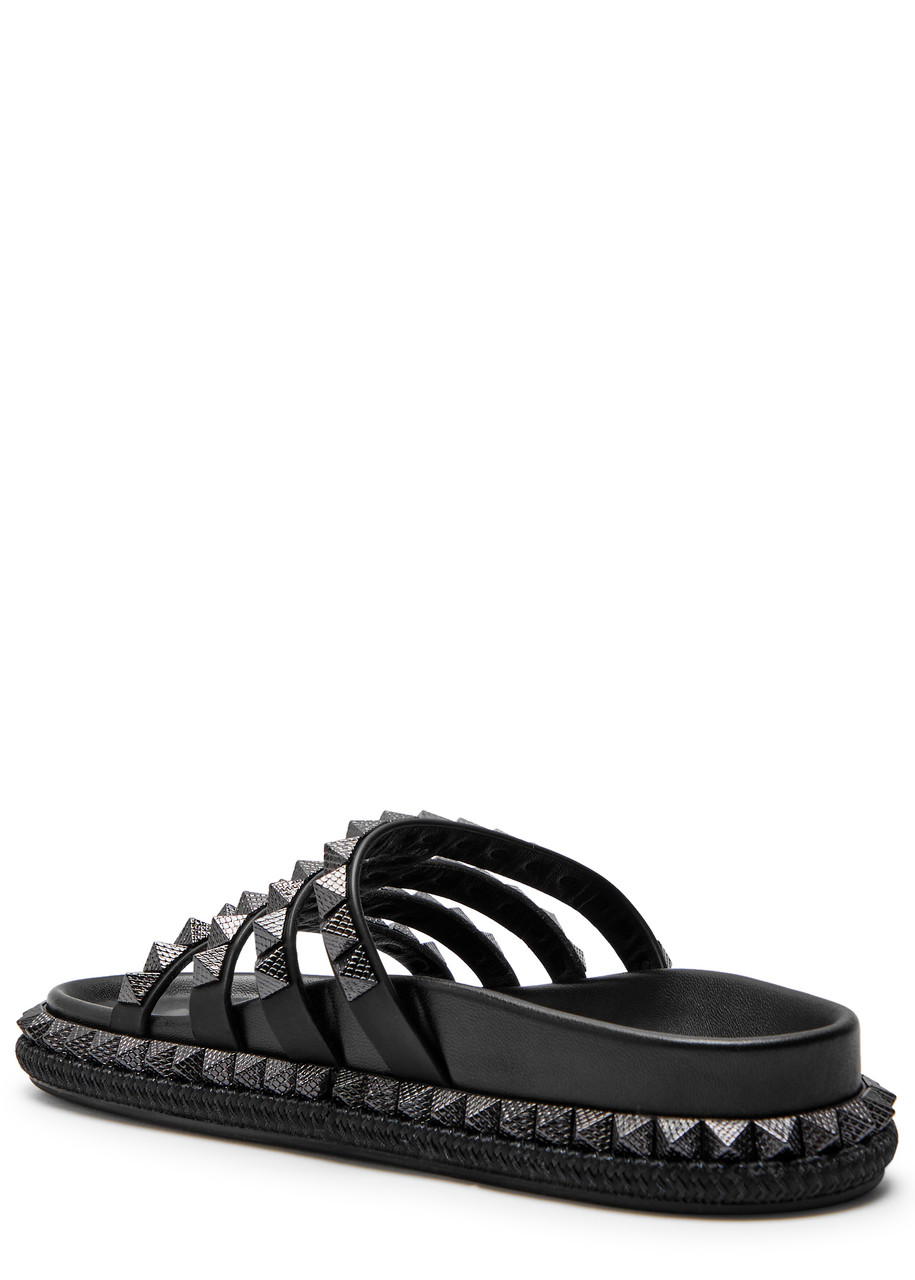 Christian Louboutin Pyra Hallulila Stud-embellished Leather Sliders In Black