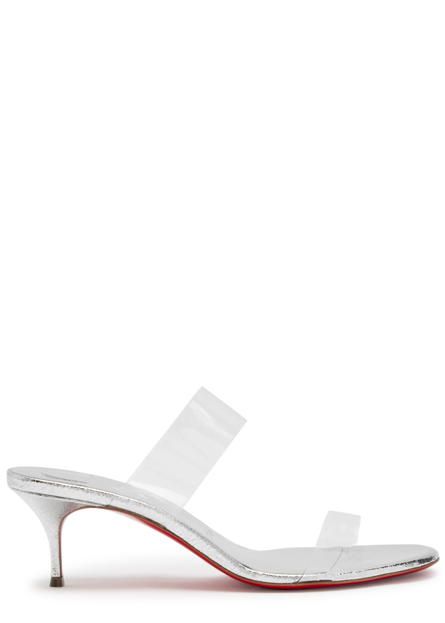 Christian Louboutin Just Nothing 55 Metallic Leather Mules - Silver - 40 (IT40 / UK7)