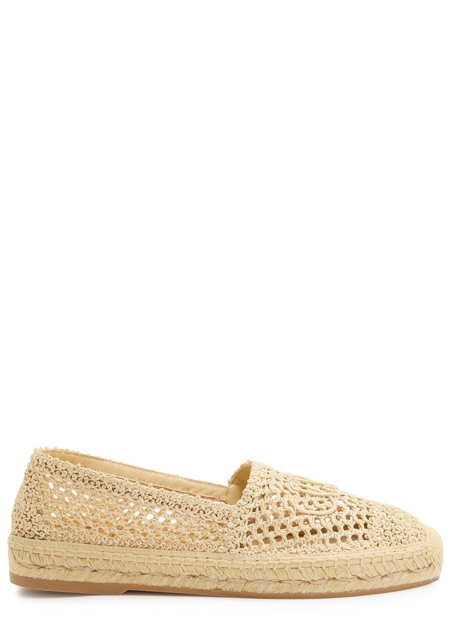 Chloé Womens Chloe Isla Logo-embossed Crochet Espadrilles In Brown