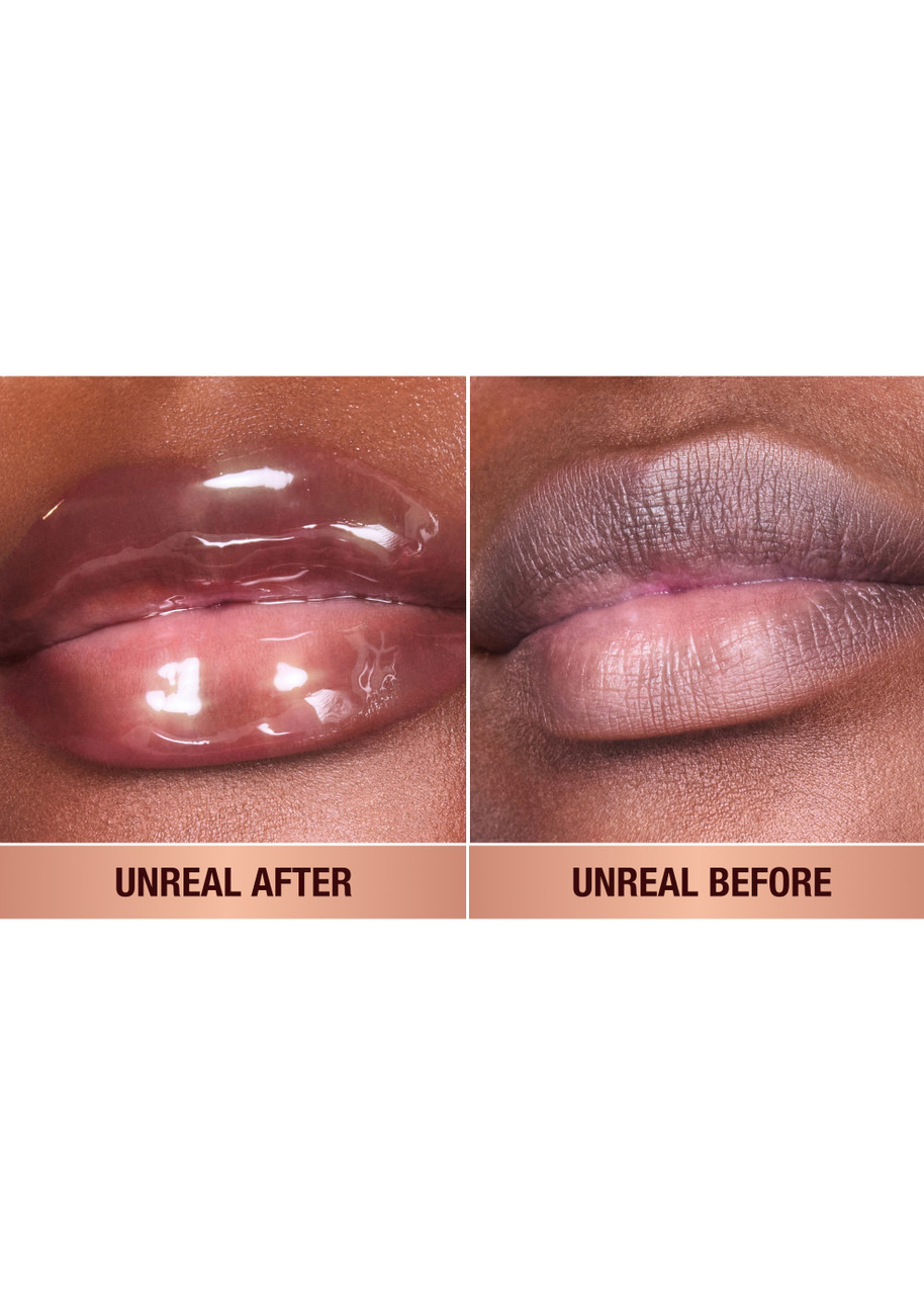 Charlotte Tilbury Unreal Lips Healthy Glow Nectar Lip Oil With Hyaluronic Acid And Vitamin E Juicylicious Candy Fig 0. In Brown