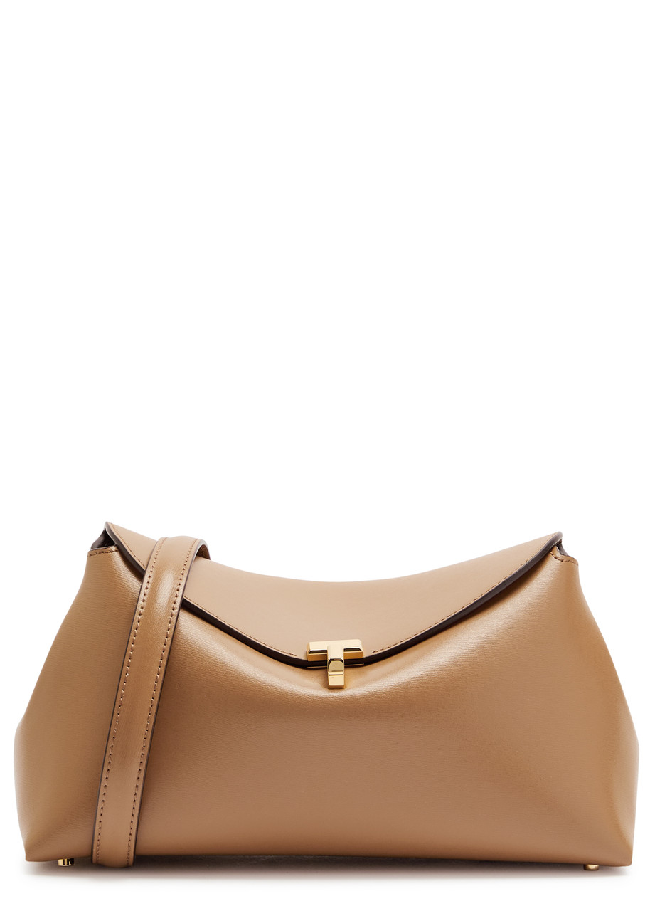 Totême Toteme T-lock Leather Clutch In Brown