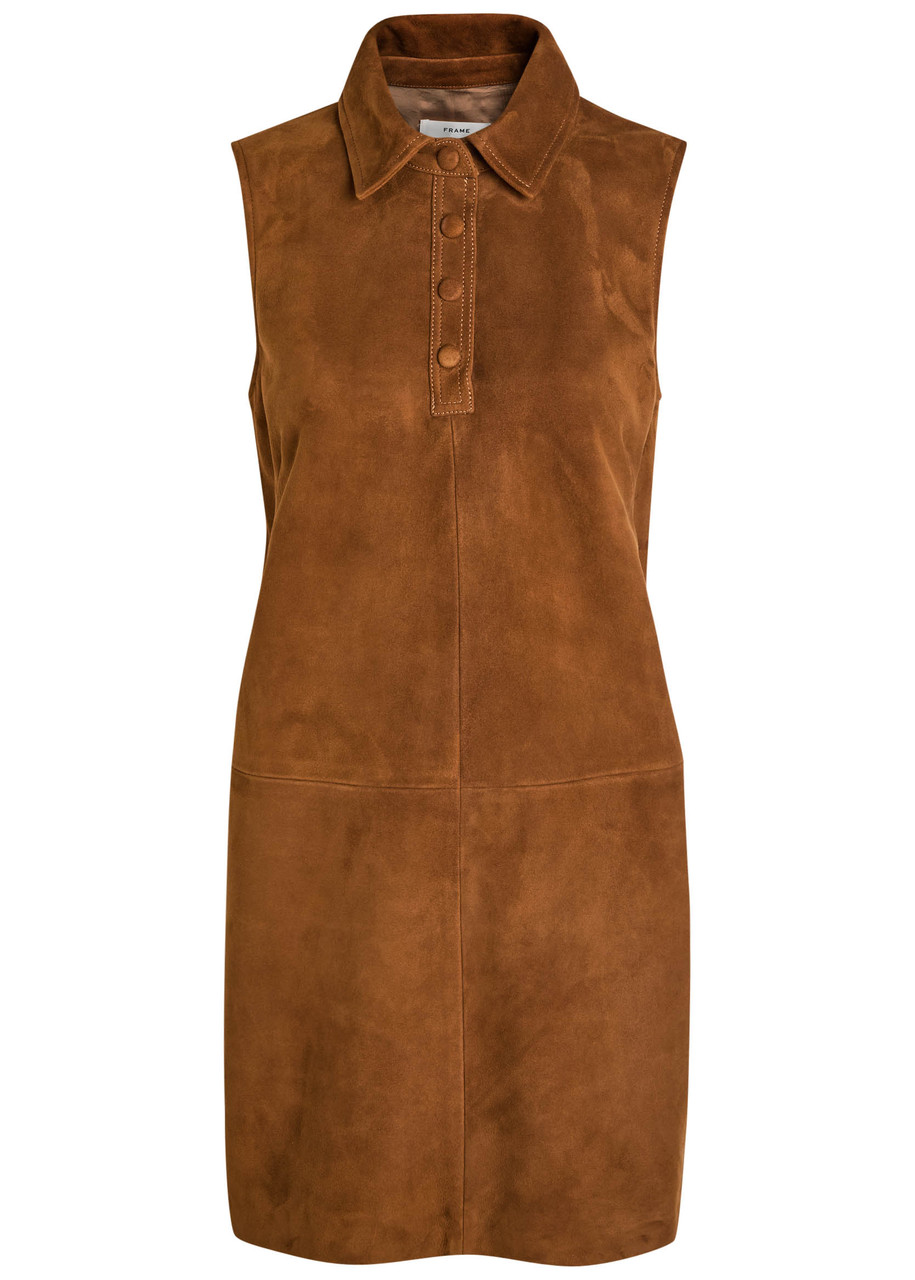 Frame The Suede City Shift Mini Dress In Brown
