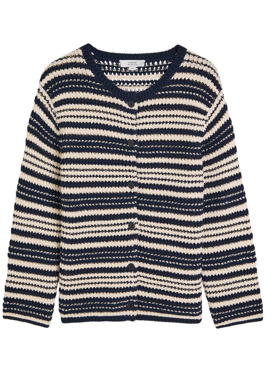 Vince Striped Cotton-knit Cardigan - Multicoloured - L (UK14 / L)