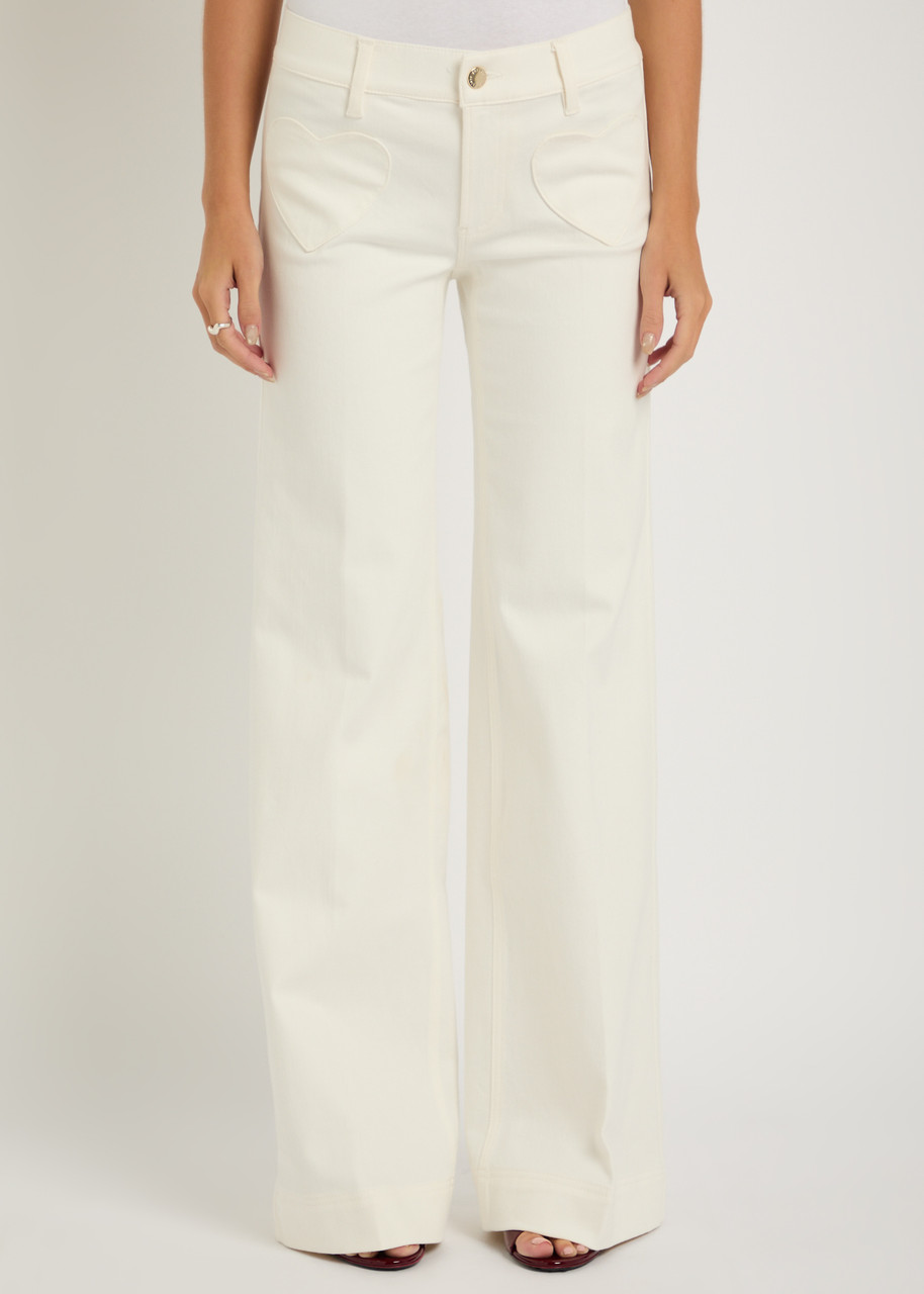 Alice And Olivia Alice + Olivia Slay Heart Wide-leg Jeans In White