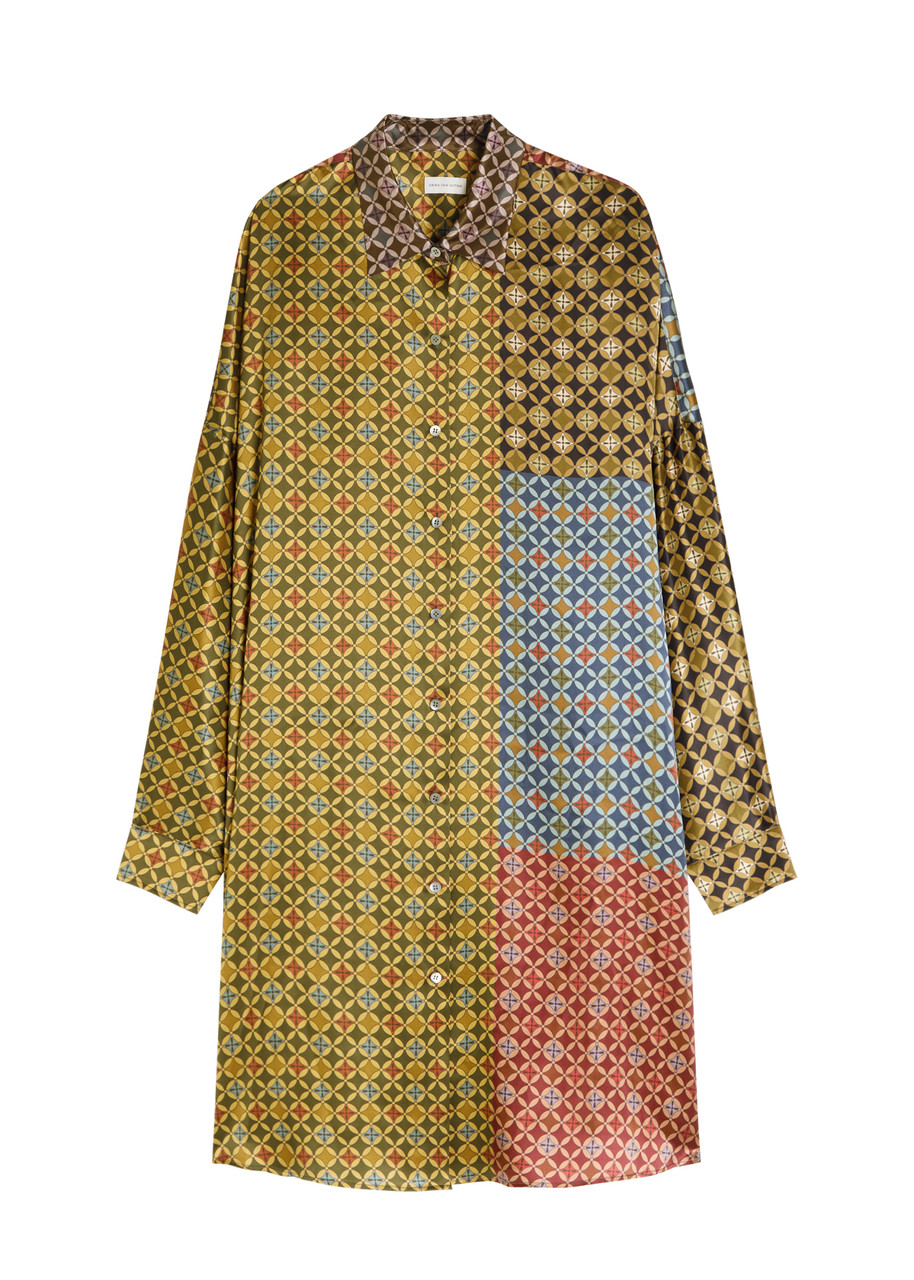 Dries Van Noten Dasia Printed Silk Midi Shirt Dress - Multicoloured 1 - S (UK8-10 / S)