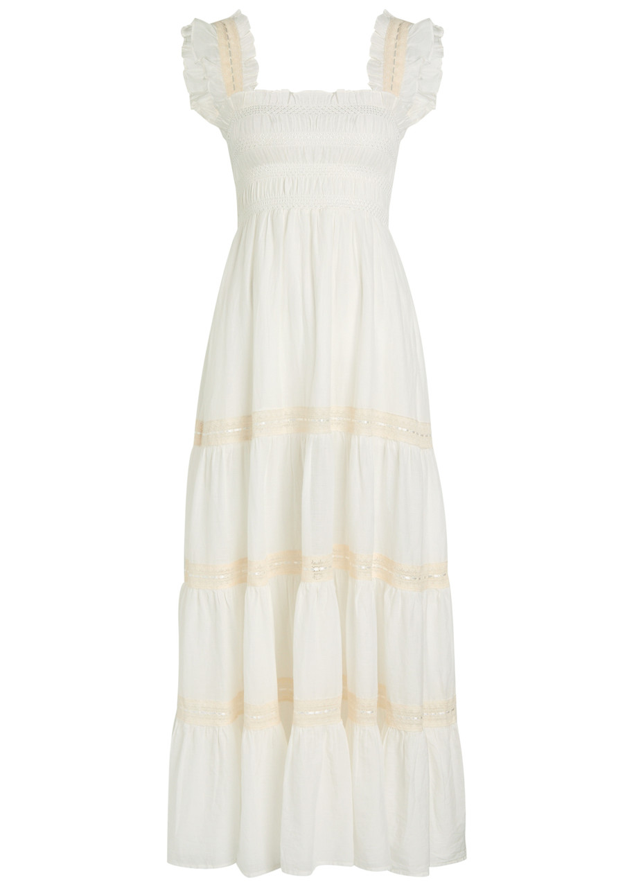Rixo London Rixo Aubrey Ruffled Cotton Midi Dress In White
