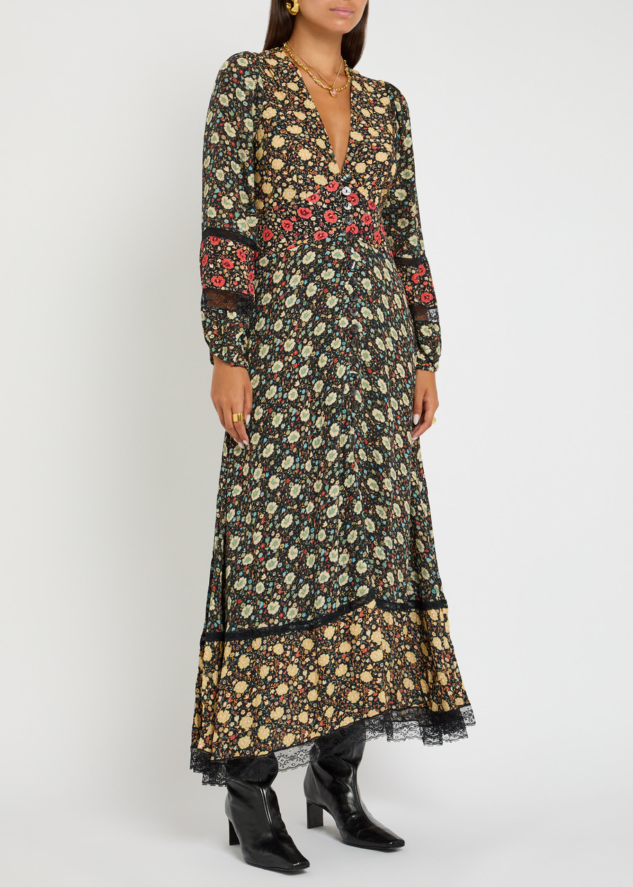 Rixo London Rixo Raven Floral-print Crepe De Chine Maxi Dress In Multi