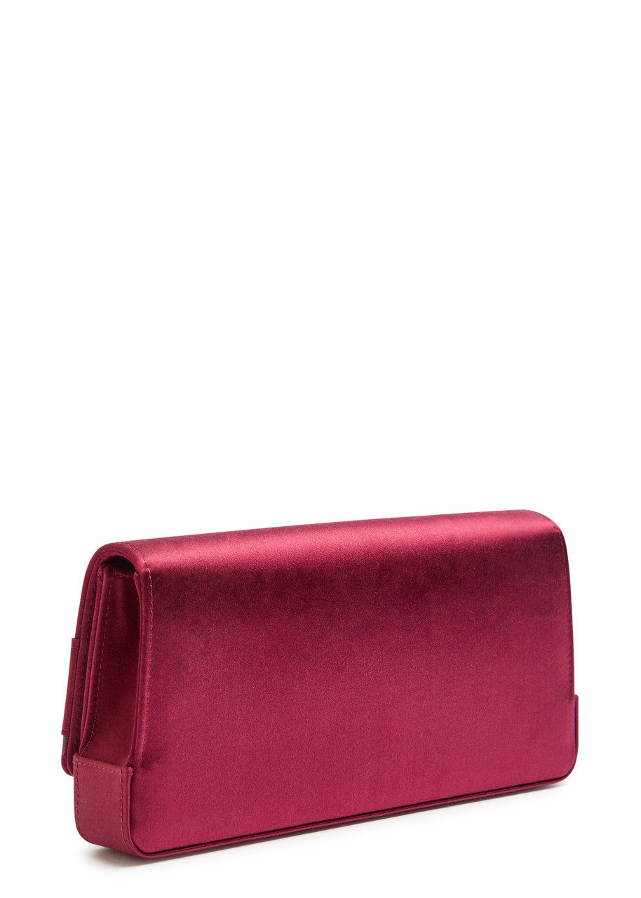 Manolo Blahnik Gothisi Embellished Satin Clutch In Red