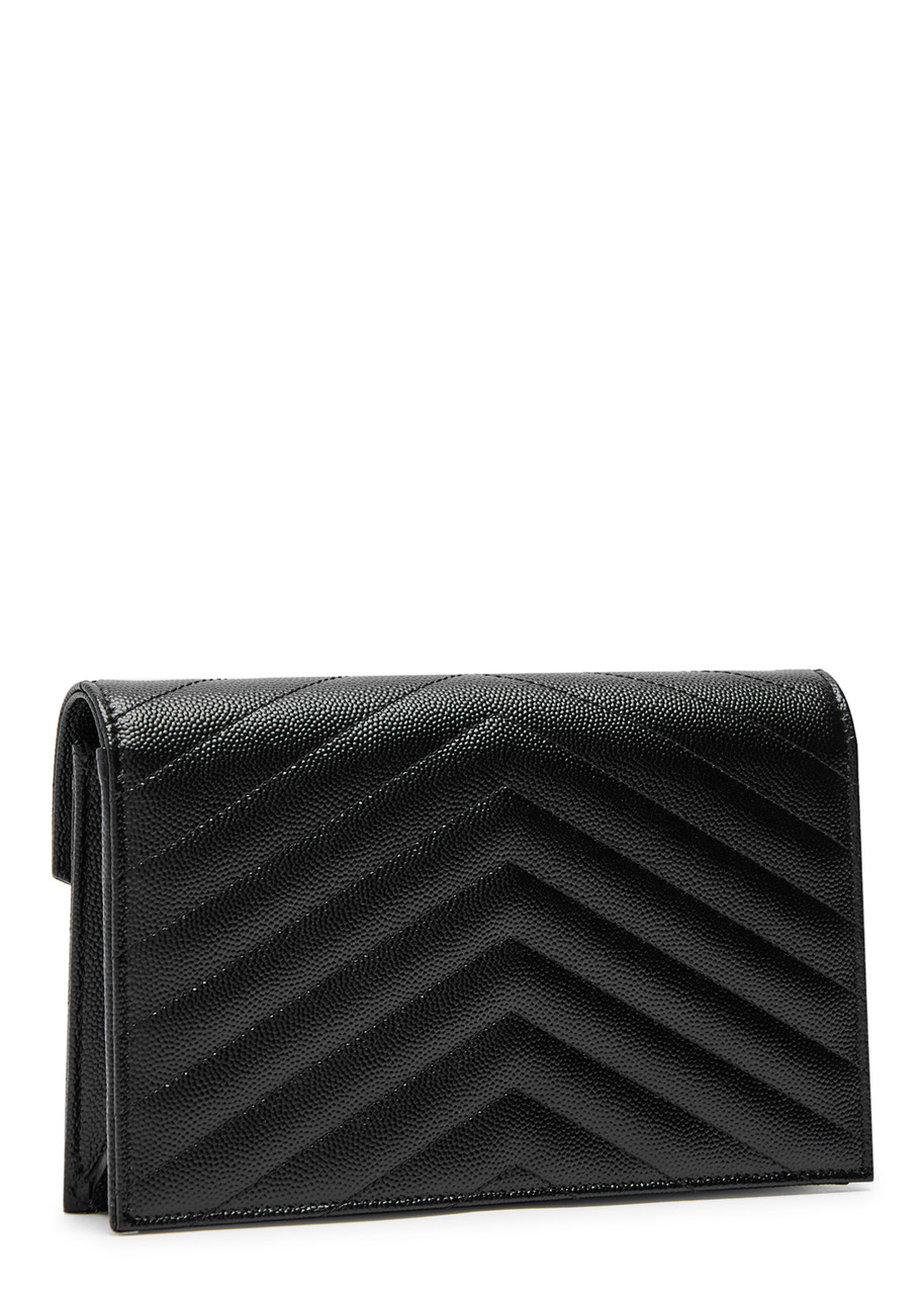 Saint Laurent Quilted Leather Wallet-on-chain In Black