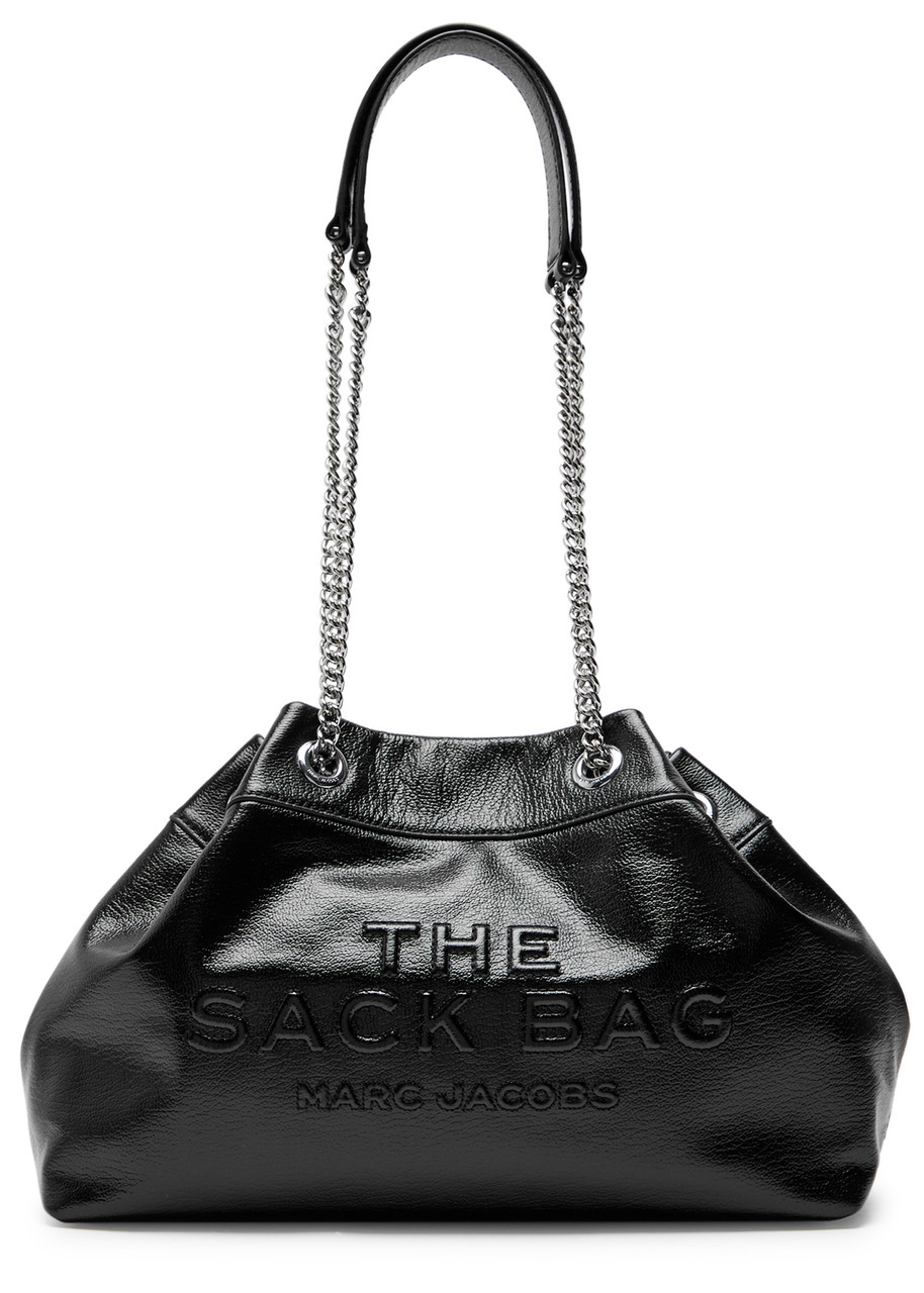 Marc Jacobs The Chain Sack Glossed Leather Tote In Black