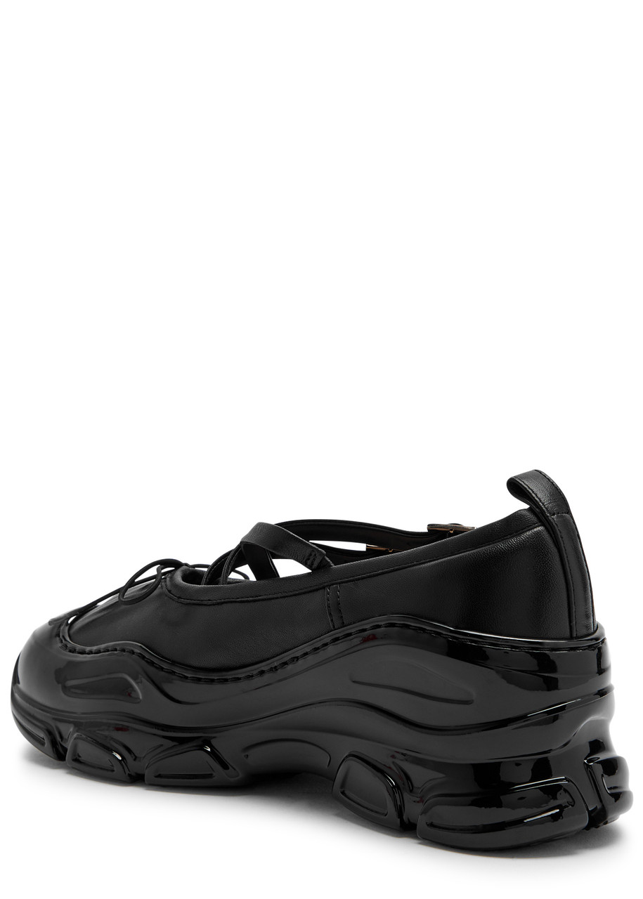 Simone Rocha Crystal Buckle Tracker Leather-trimmed Shoes In Black