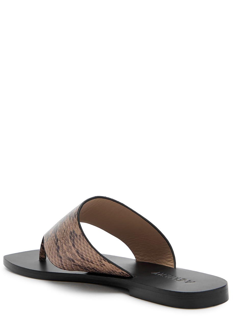 A.emery Paton Snake-effect Leather Flip Flops In Brown