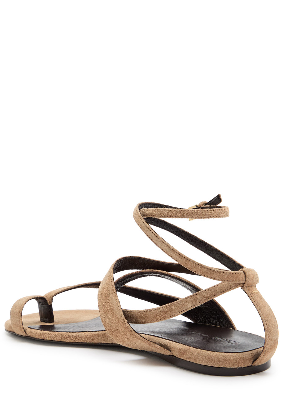 Khaite 10mm Aimee Suede Thong Sandals In Brown