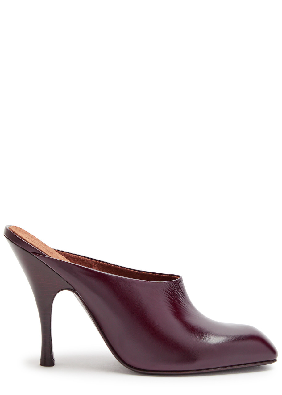 Khaite Colt 100 Glossed Leather Mules In Burgundy