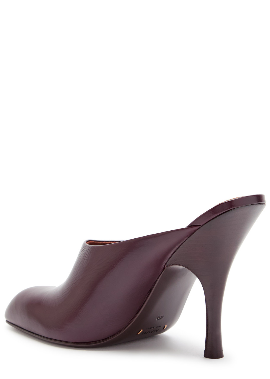 Khaite Colt 100 Glossed Leather Mules In Burgundy