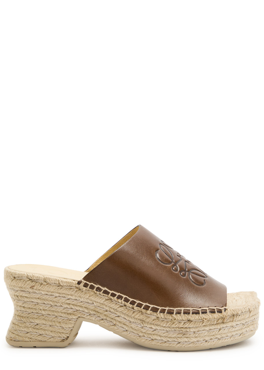 Loewe Petal Platform Espadrilles In Vegetable Tanned Calfskin Sandals Brown In Brown