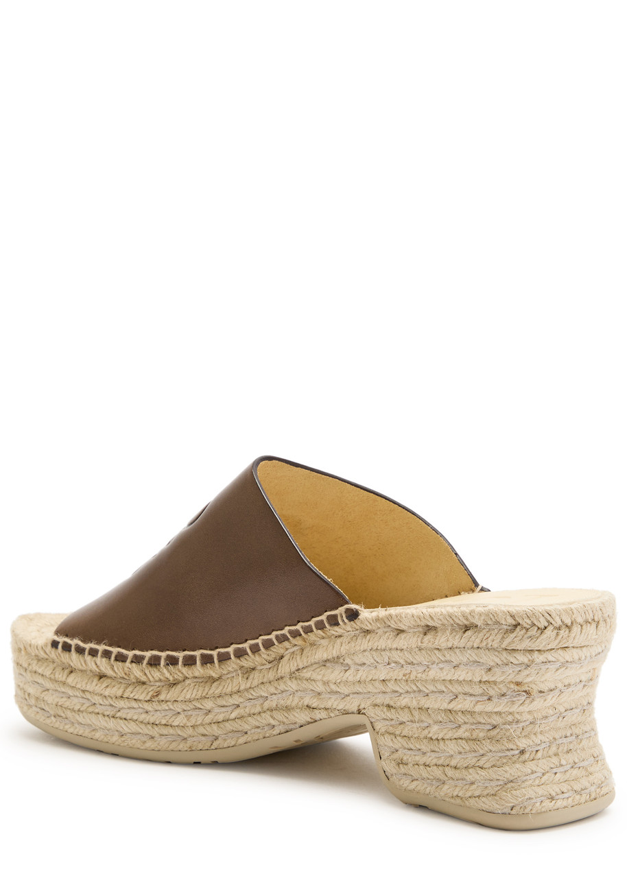 Loewe Petal Platform Espadrilles In Vegetable Tanned Calfskin Sandals Brown In Brown