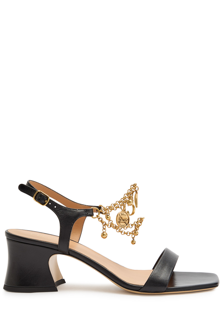 Chloe Chloé Charms 55 Chain-embellished Leather Sandals - Black - 37 (IT37 / UK4)