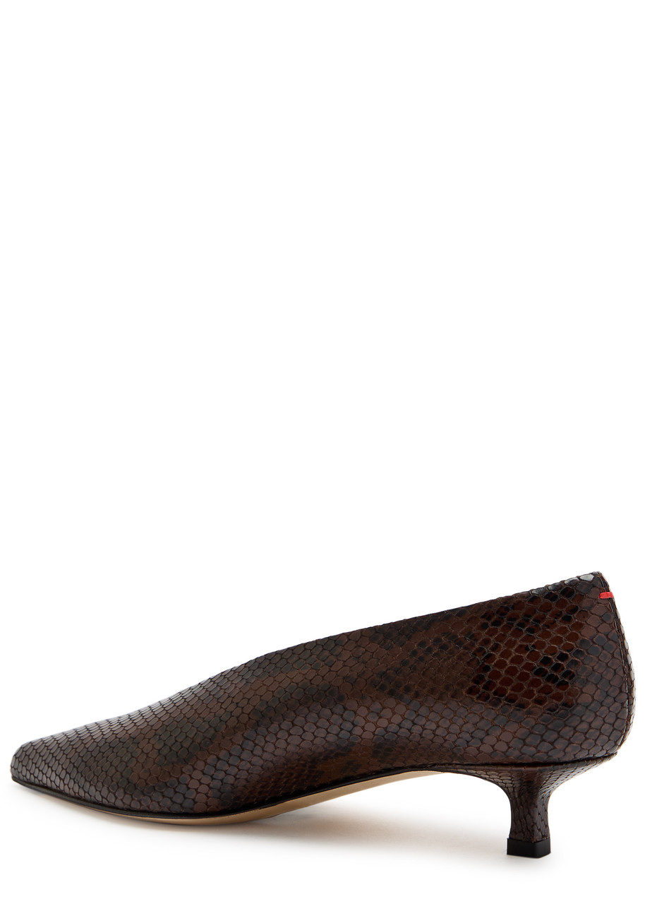  Aeyde Clara 35 Python-effect Leather Pumps - Brown 