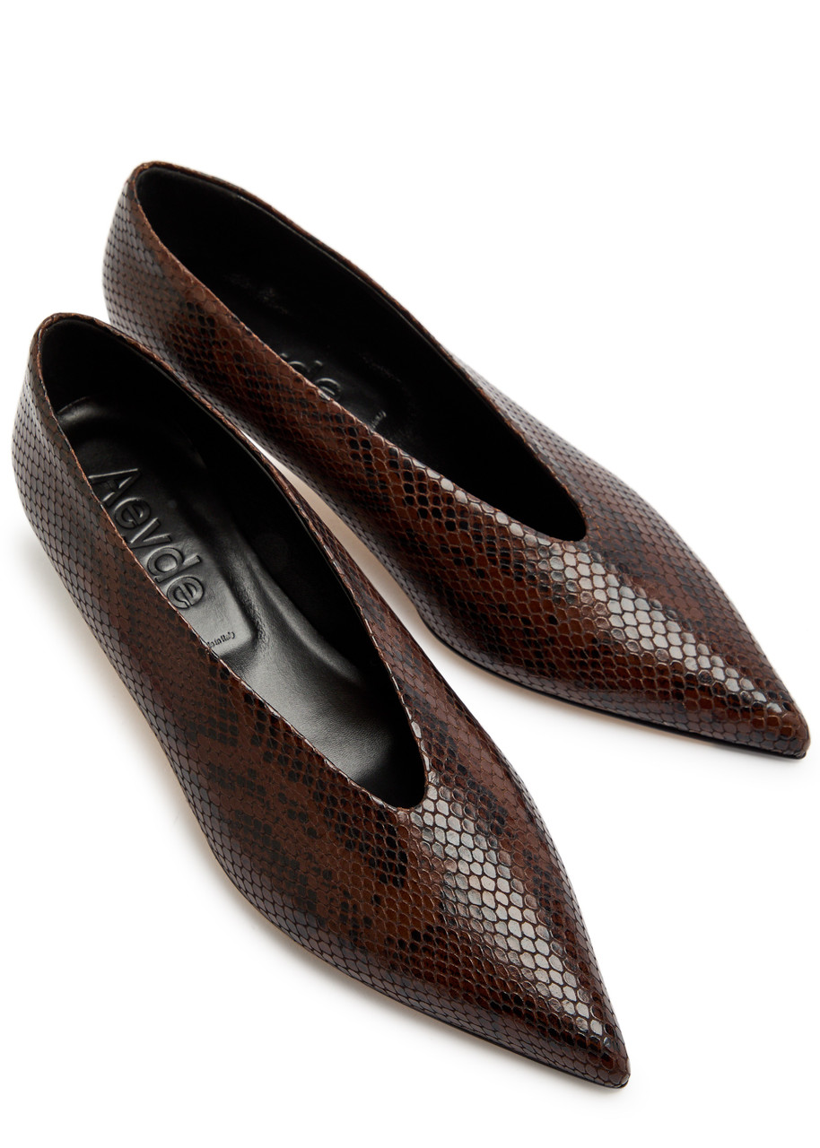  Aeyde Clara 35 Python-effect Leather Pumps - Brown 