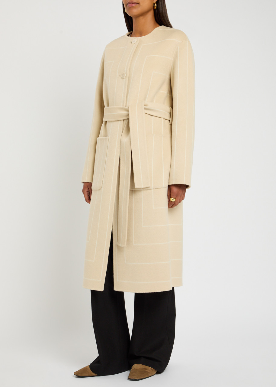 Joseph Scheffer Striped Wool And Silk-blend Coat In White