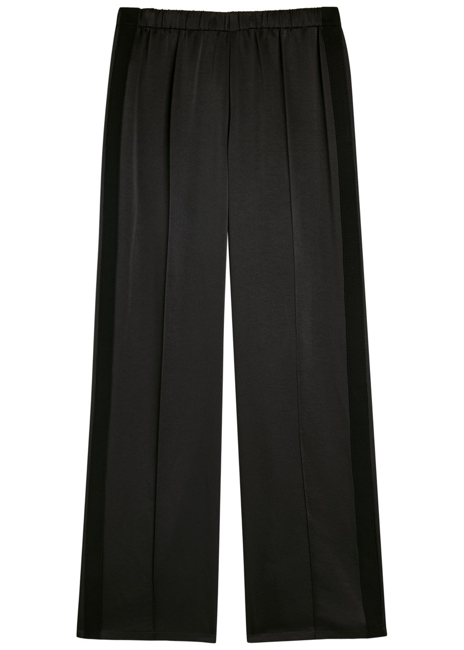 Vince Pintucked Satin-crepe Trousers In Black
