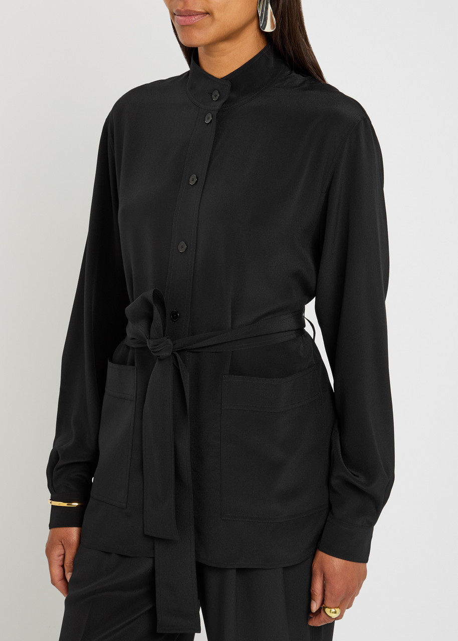 Joseph Crepe De Soie Silk Lamy Blouse In Black