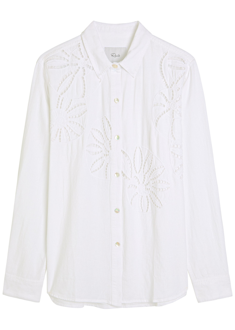 Rails Samar Embroidered Linen-blend Shirt In White