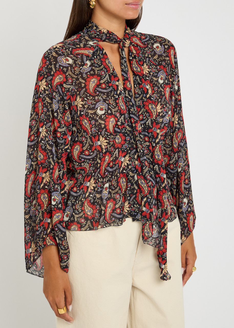 Rixo London Rixo Uma Floral Chiffon Blouse In Multi