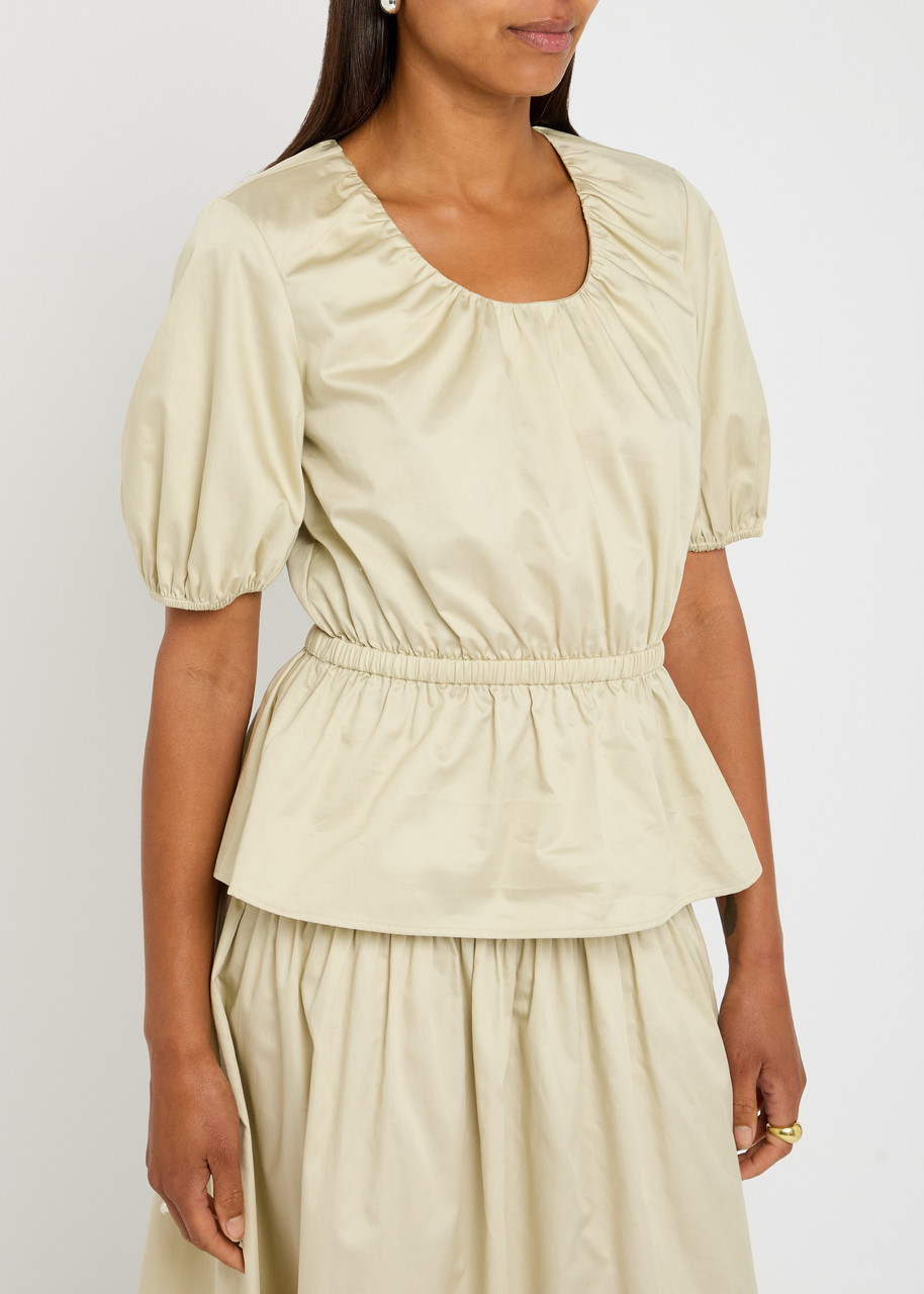 Joseph Merlin Pleated Cotton-sateen Blouse In Neutral