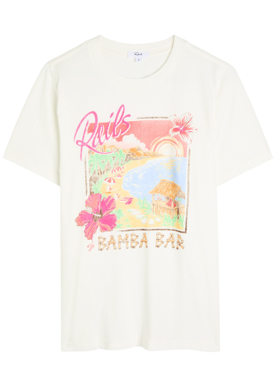 Rails Boyfriend Printed Cotton T-shirt - White - S (UK8-10 / S)